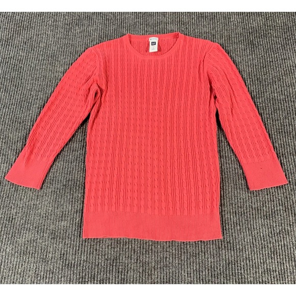 VTG Gap Sweater Womens Medium M Pink Cable Knit Stretch  Y2K Slim Cotton Blend - Picture 1 of 11